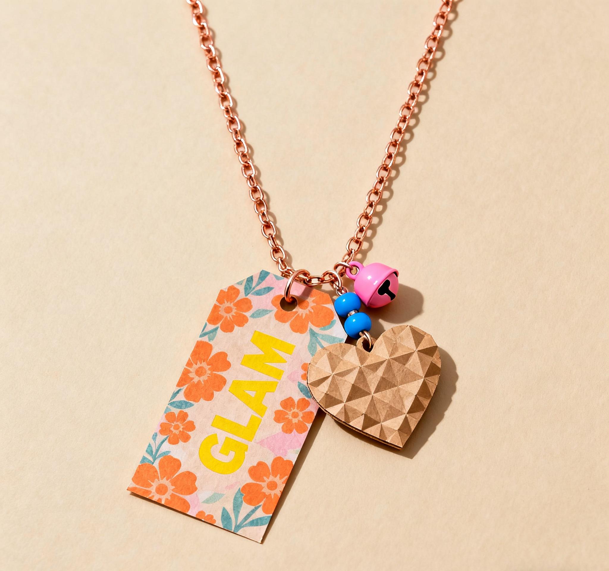 Fluorescent and heart tags on fashion accessories.